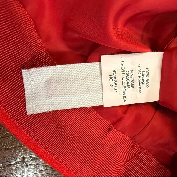 J. Crew NWOT Red 100% Wool Pencil Skirt Classic No. 2 Career Office Midi Vented - Picture 14 of 15